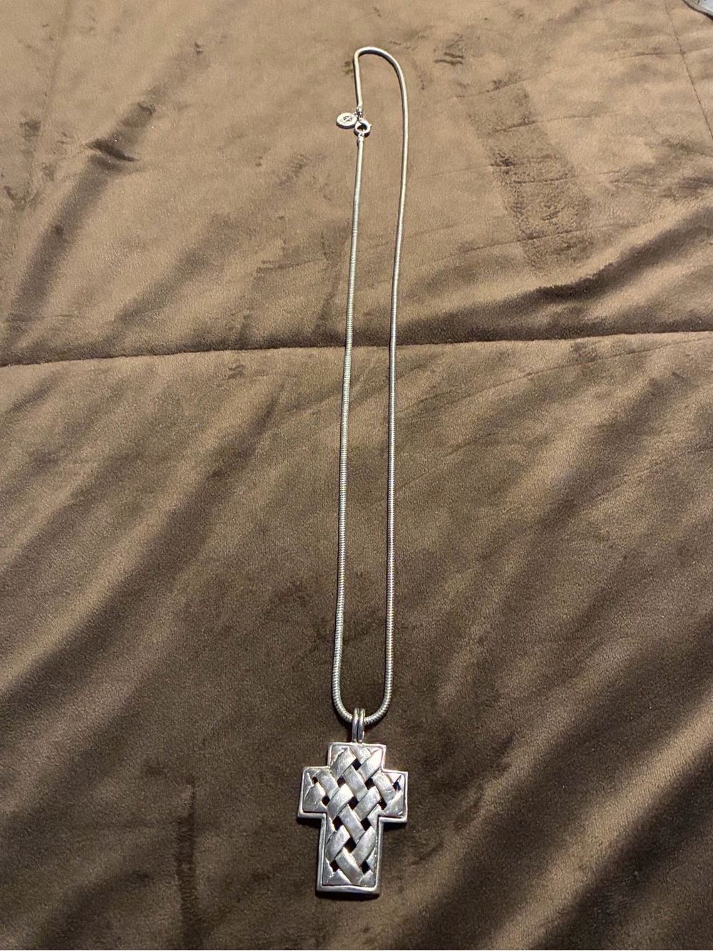 J, G. Hook brand Celtic Knot Cross Pendant Necklace - Silver toned, long chain